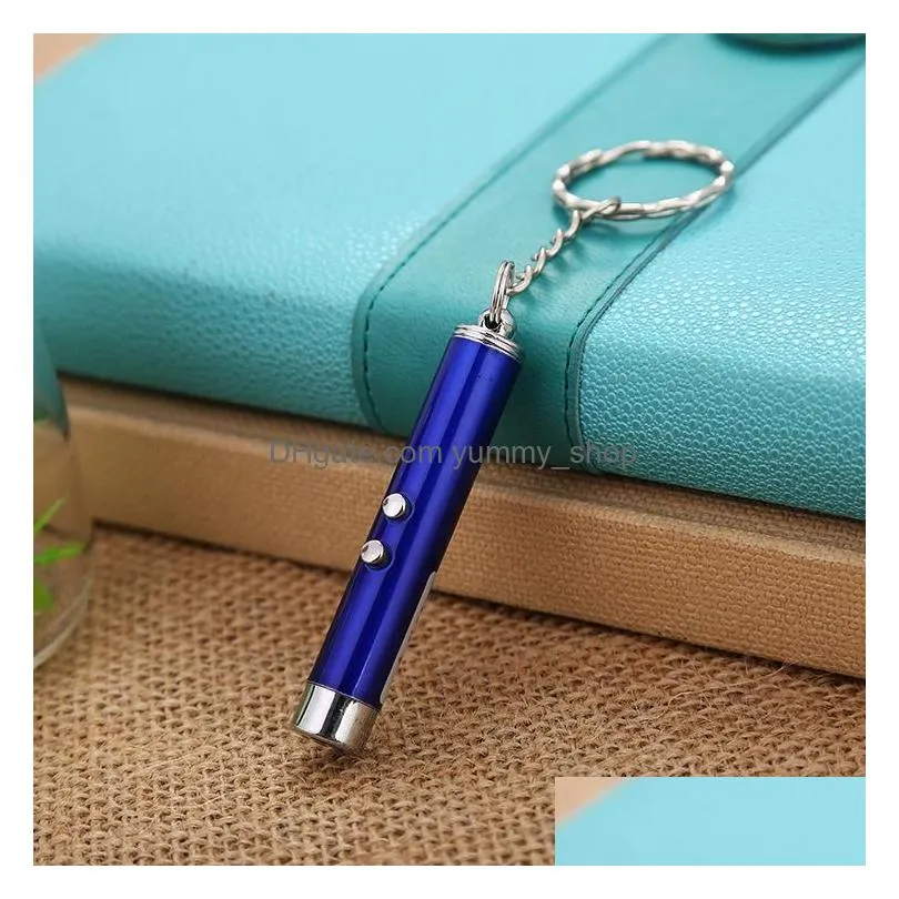 mini cat red laser pointer pen key chain funny led light pet cat toys keychain pointer pen keyring for cats training play toy dh0185