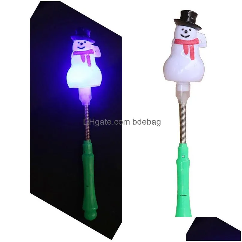 flash christmas toy cartoon christmas glow stick colorful springs magic wand cute santa snowman xmas tree kid toy christmas gift dbc