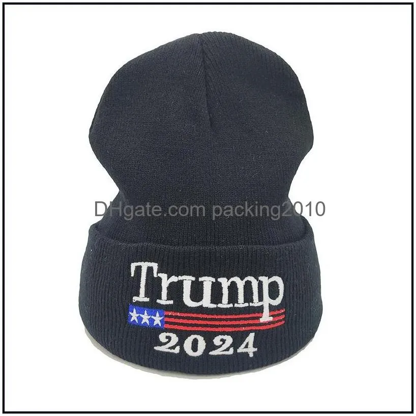 2024 donald trump knitted hat woolen caps keep america great embroidered beanies cap uni warm winter beanie