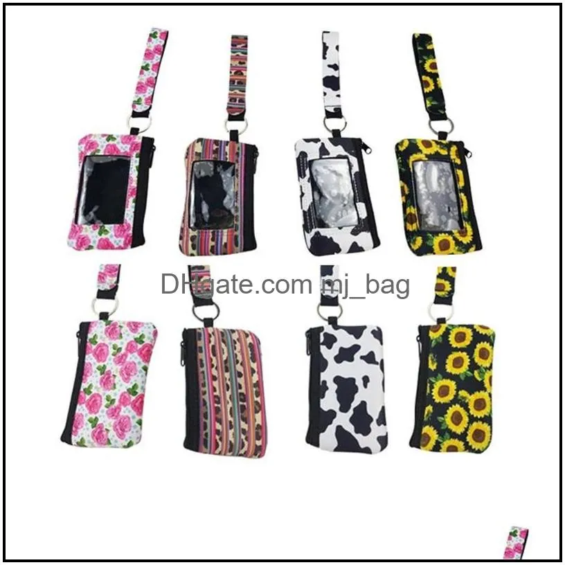 neoprene pouch passport cover id card holder party favor hand bag coin wallet with wristlet