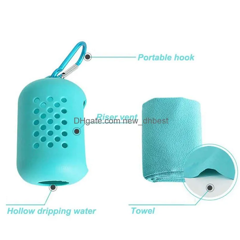 quick drying cooling microfiber towel portable instant cooling relief sports gym yoga pilates running silicone bag travel towel vt1486