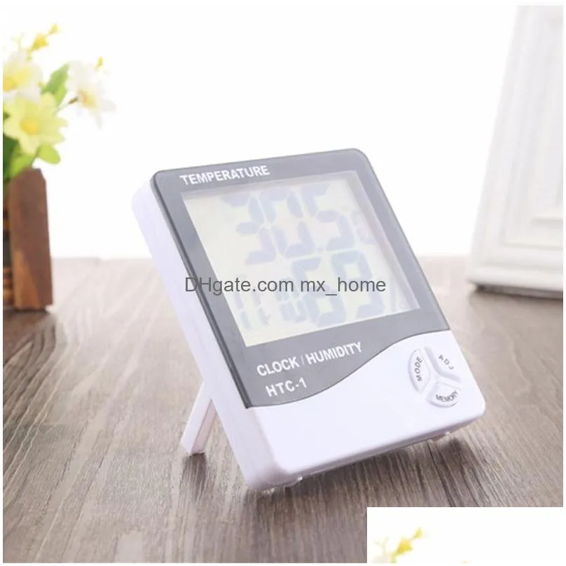 digital lcd humidity meter thermometer with clock calendar alarm battery powered temperature hygrometer household precision clock