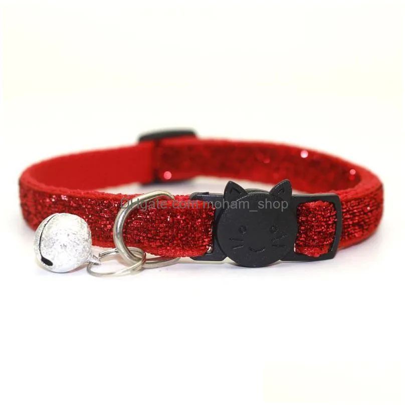 fashion round cat collars bell cat face pet cat cute lovely necklace neck strap safety buckle adjustable pet lead accessory vt1573