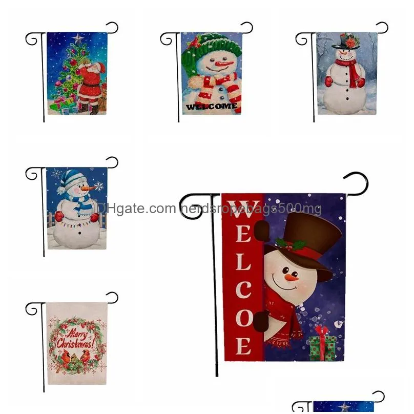christmas garden flag 2020 polyester snowman santa claus printing rectangle flying banners outdoor decoration flag banners customized