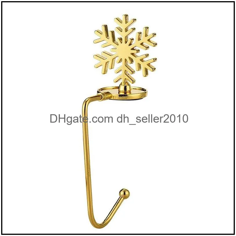 gold christmas decoration hook snowflake santa elk christmas gift fireplace sock metal pendant