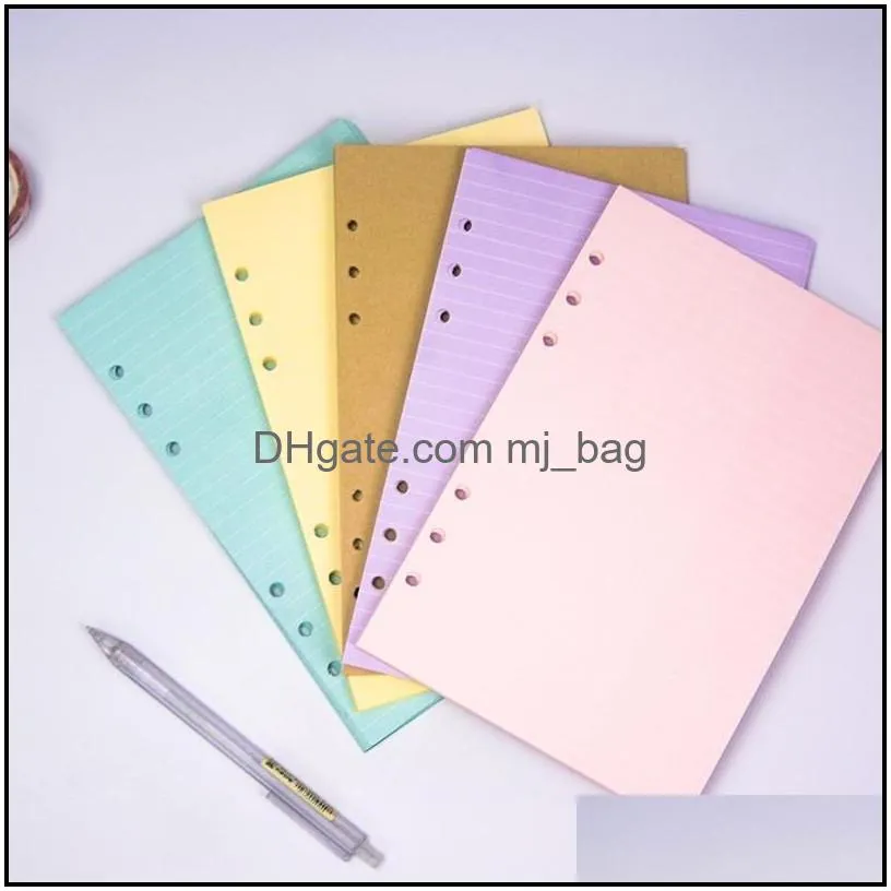 40 sheets notepads paper a5 a6 notebook index divider for daily planner colorful card papers 6 holes school supplies