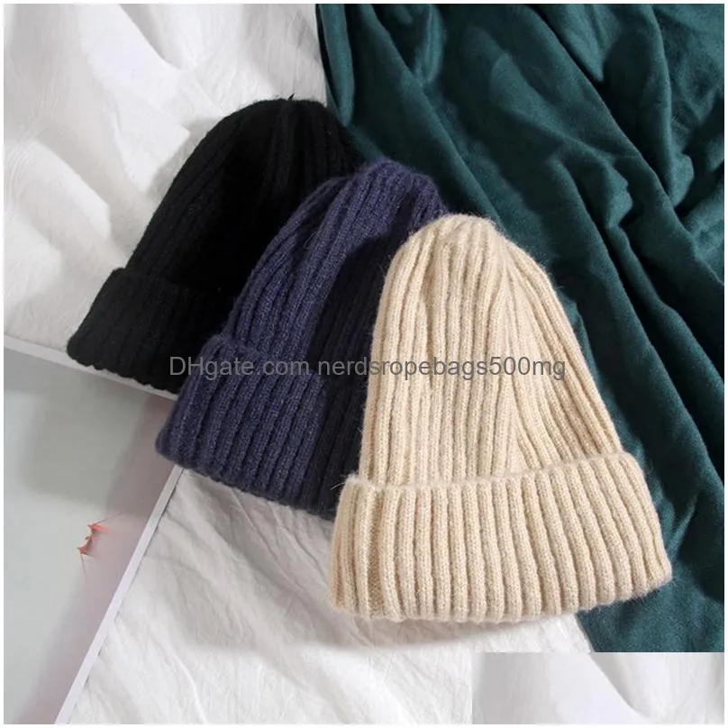 solid color wild knitted hat fashion female autumn winter woolen hat uni thick warm light board hedging melon hat vt1795