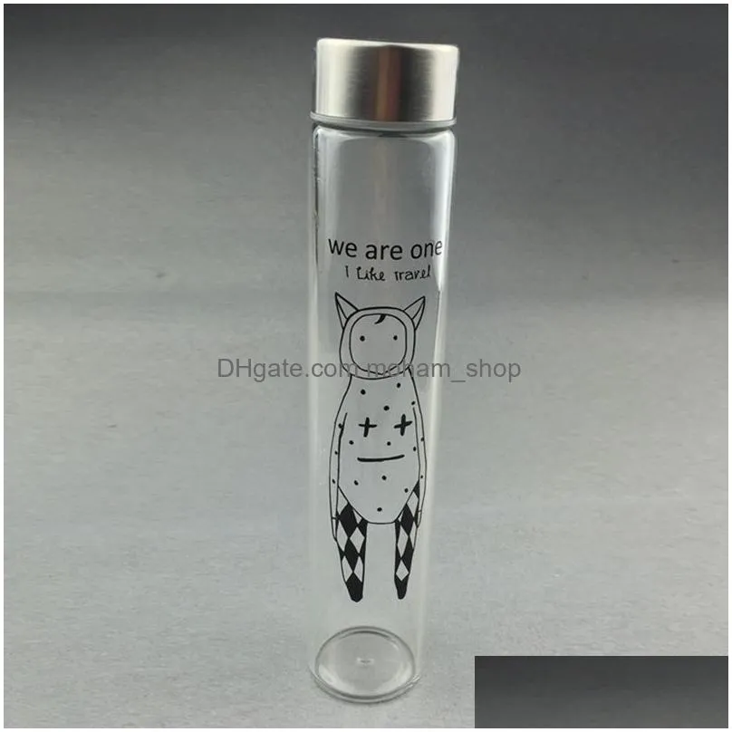 transparent bar glass cups students cartoon slender tube compact glass bottle portable beverage cup drink cups container customized