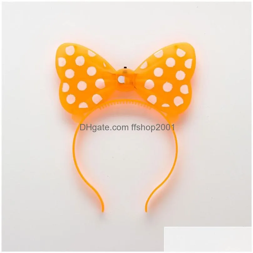 led flash light emitting bow hairpin headbands for concert bar christmas party dance decorations props for girls women vt0106