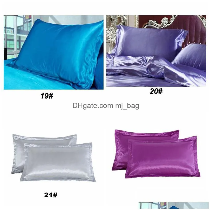 simulation silk solid pillow cover comfortable soft pillowcases bedroom luxury cool silk smooth cool solid color single pillow case