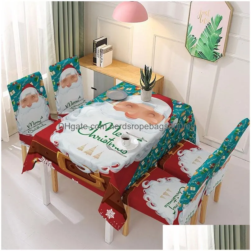 christmas chair cover tablecloth polyester caroon printed seat covers tablecloth waterproof elastic chair covers home party decor