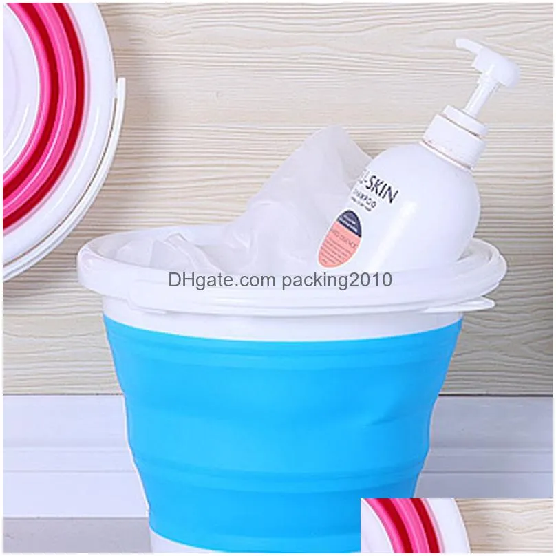 new arrival silicone folding bucket large capicity save space washabe fishing camping car bucket foldable kitchen items vt0245