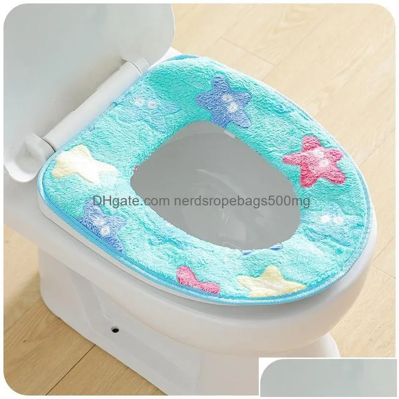 pedestal pan flannel cushion pads winter warmer soft toilet seat cover use in oshaped flush comfortable toilet bathroom products