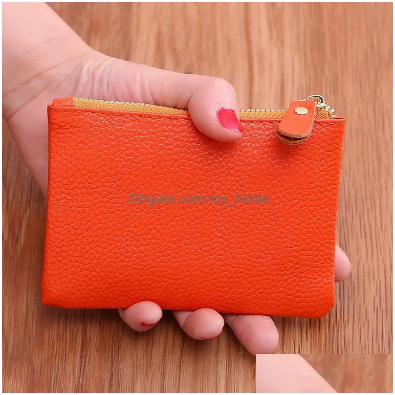 men women leather mini wallet solid color simply coin key pocket wallets leather card coin storage purse durable unisex wallet vt1593