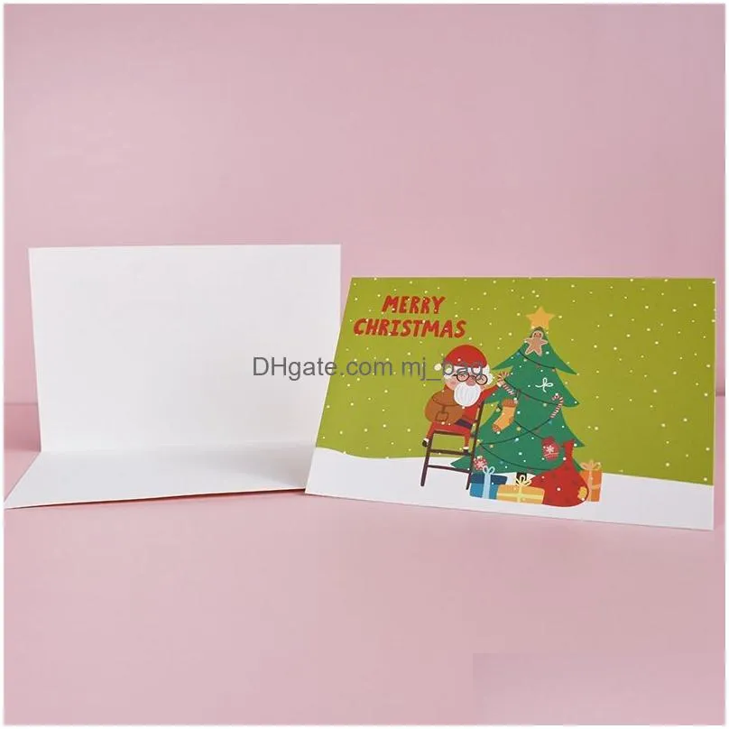 christmas greeting card set cartoon printing creative lovely holiday gift message blessing cards envelope stickers set vt1612