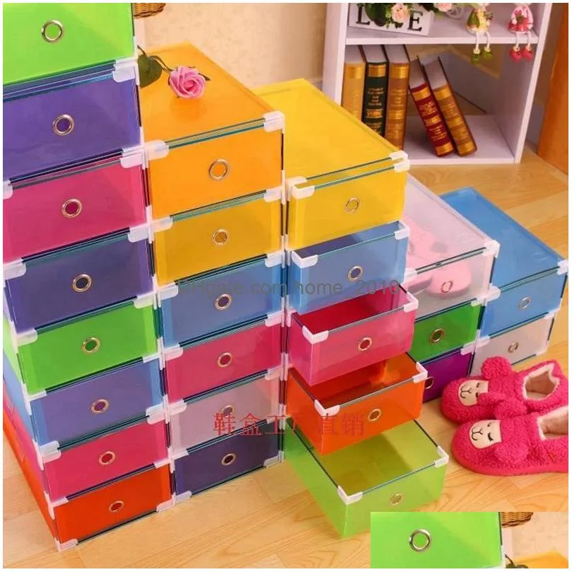 thickened storage shoe boxes plastic transparent shoes box foldable stackable dustproof drawer sort out shoes cabinet vt1437