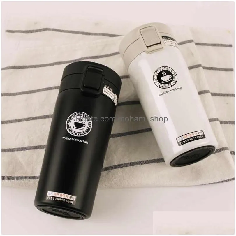 stainless steel vacuum flask 380 ml creative double wall insulated drinkware bouncing cup car mounted gift mugs customized vt1488