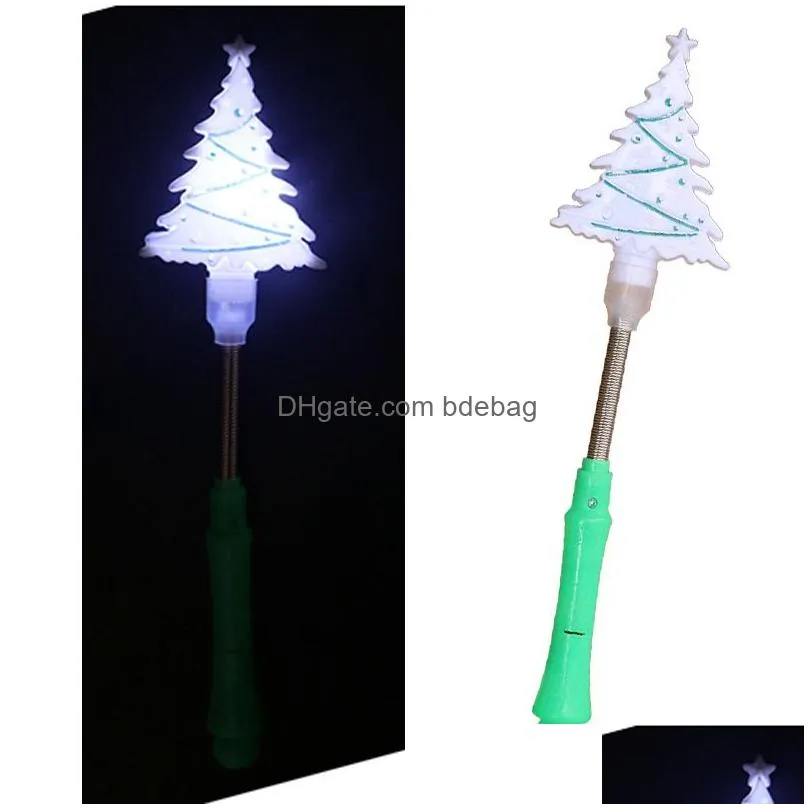 flash christmas toy cartoon christmas glow stick colorful springs magic wand cute santa snowman xmas tree kid toy christmas gift dbc