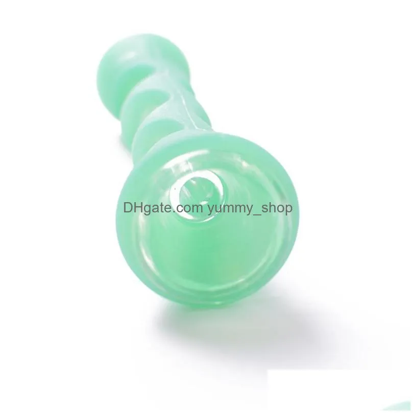 portable hornshape silicone pipes colorful camouflage glass smoking pipes length 3.3 inch home office cigarette accessories vt1721