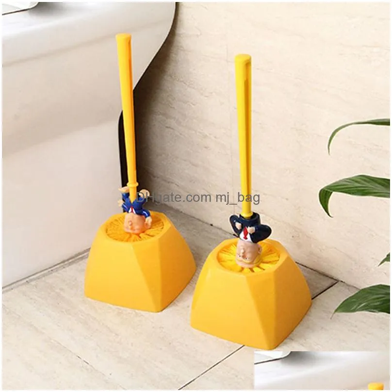 donald trump toilet brush set with brush holder creative plastic wc toilet borstel bathroom cleaning accessories toilet supplies dbc