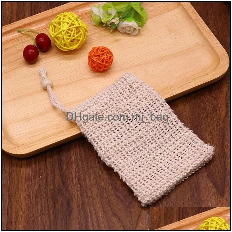 9x14cm cotton linen soap bag scrubbers beam mouth type environmental protection handmade foaming net