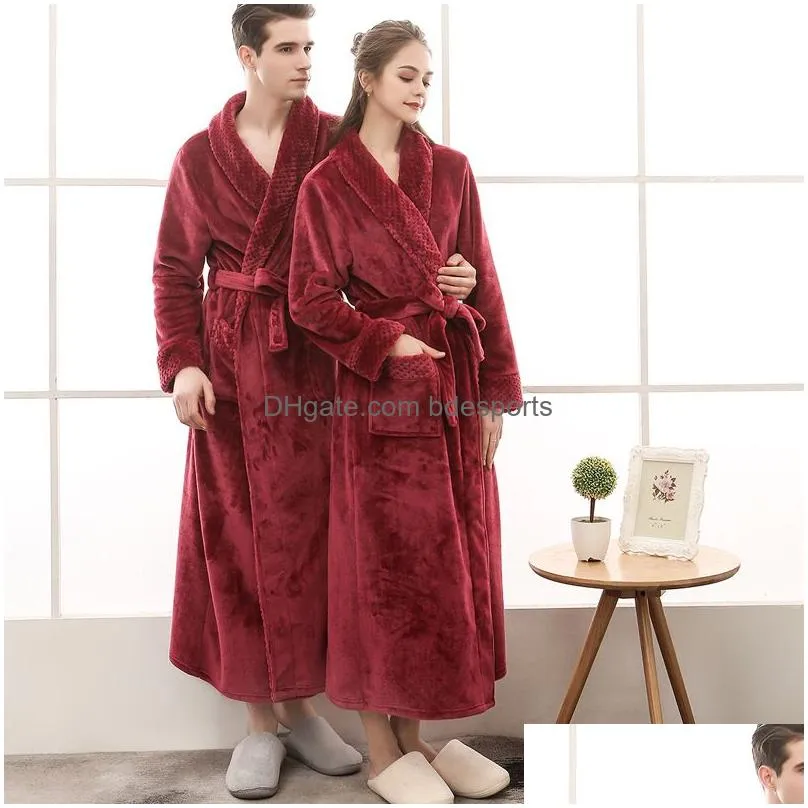 thermal luxury flannel bath robe women men couples fall winter grid plush bathrobe warm dressing gown bridesmaid robes vtky2228