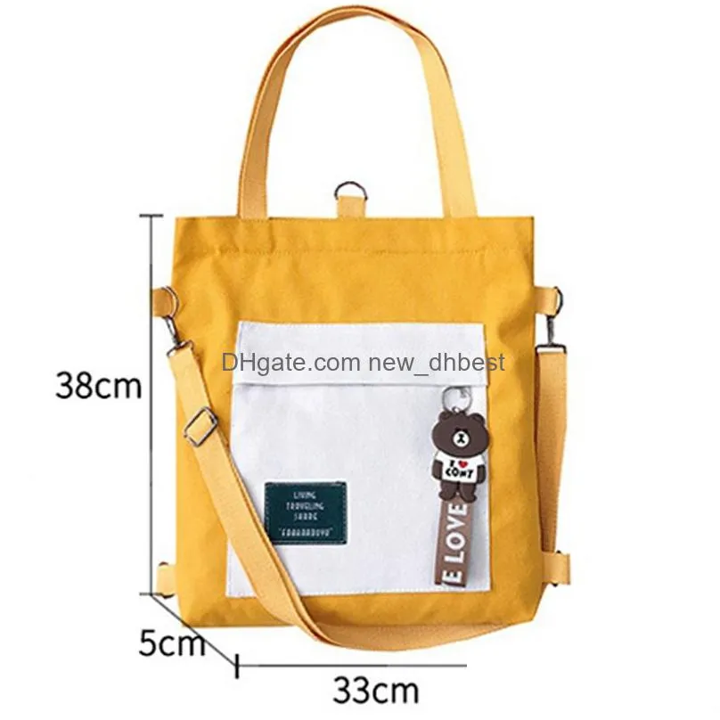 girl striped canvas design handbags backpack zipper one shoulder bags large capacity travel storage bags shopping casual korean vt1312