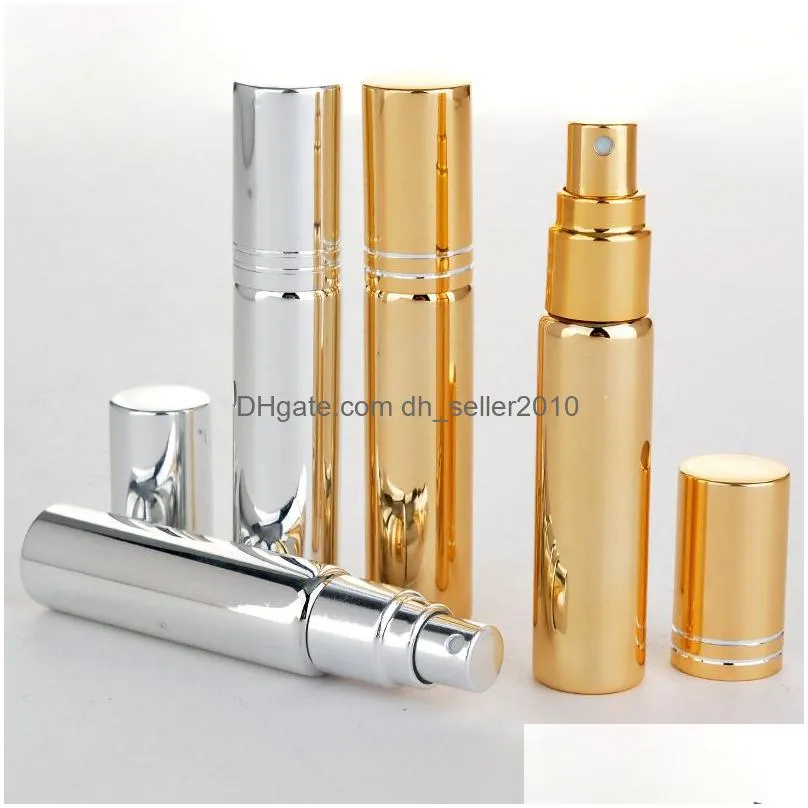 10ml perfume bottles anodized uv glass tube atomizer spray bottle mini refillable empty case cosmetic container packing bottles dbc