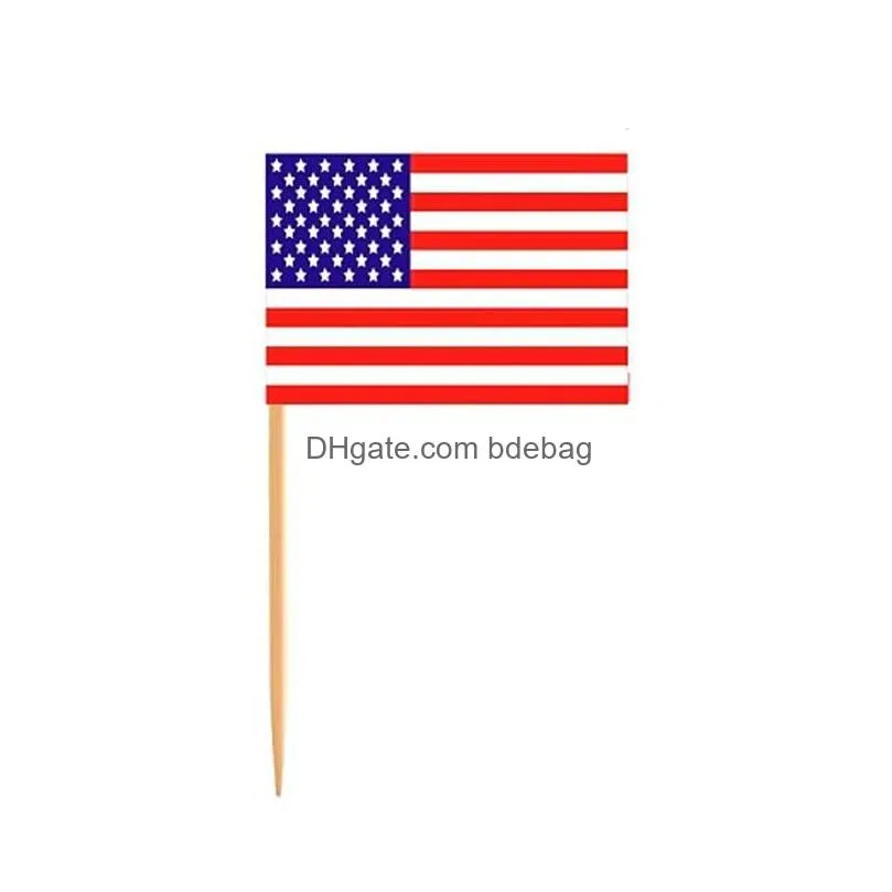 100pcs uk toothpick flag american toothpicks flag cupcake toppers baking cake decor drink beer stick party decoration supplies dh1214