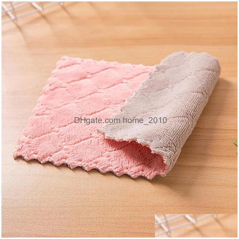 portable double sided scouring pad reusable cleaning dishcloth kitchen cleaning tools wiper dish towels rag kitchen supplies vt1925