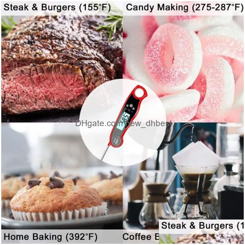 digital cooking food thermometer stainless steel food cookin collapsible measuring instrument meat household detector kitchen grill