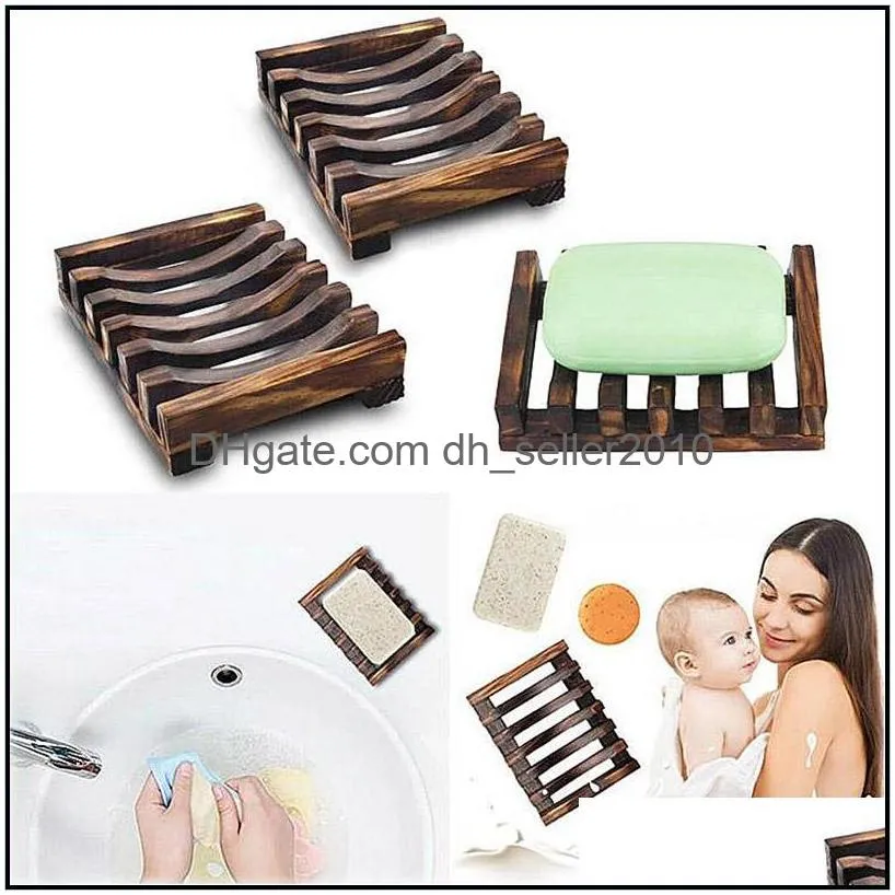 2 styles natural wooden bamboo soap dish for bath shower plate bathroom