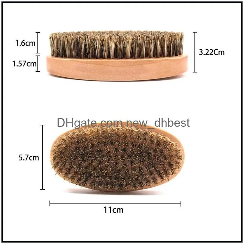 boar bristle hair beard brush hard round wood handle antistatic boar comb hairdressing tool for men beard trim