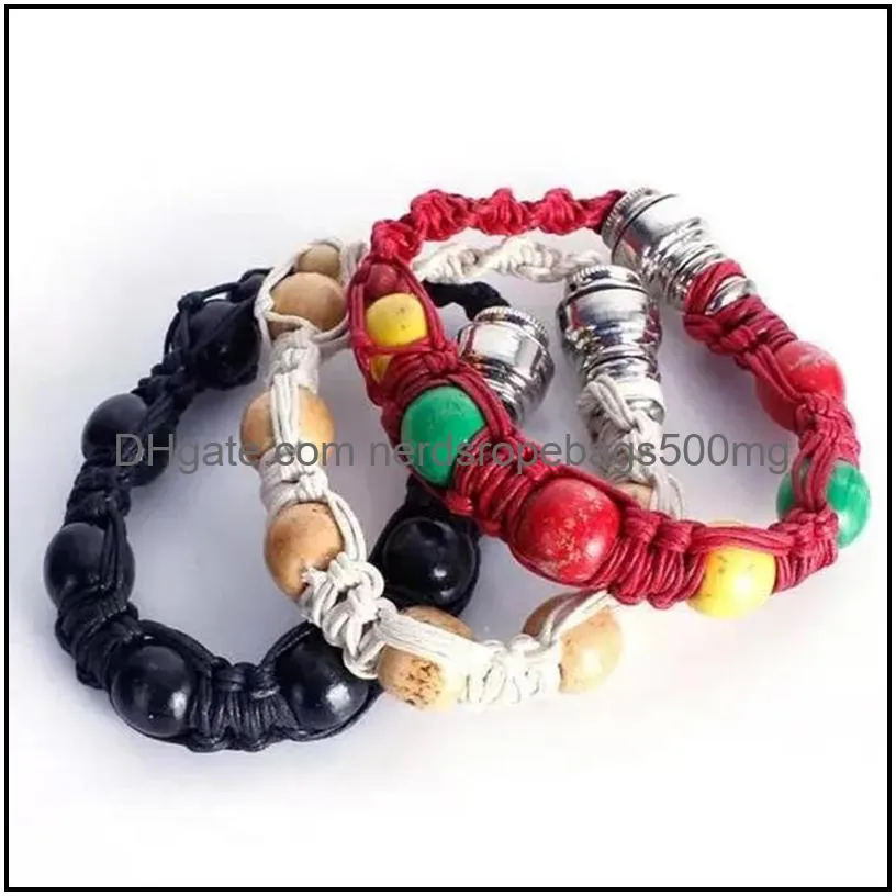 bracelet smoke pipe portable metal bead bracelet handmade wristband pipes pulsera men/women cool gifts knot rope bracelet