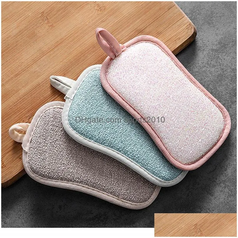 double sided scouring pad portable reusable cleaning magic sponge cloth kitchen cleaning tools wiper dish towels kitchen supplies