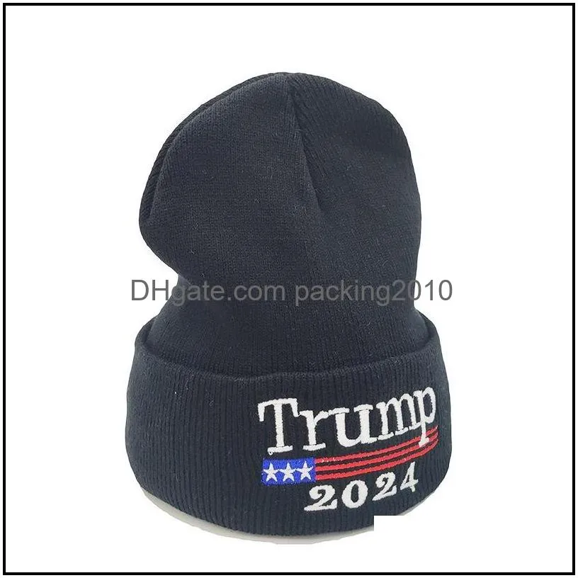 2024 donald trump knitted hat woolen caps keep america great embroidered beanies cap uni warm winter beanie