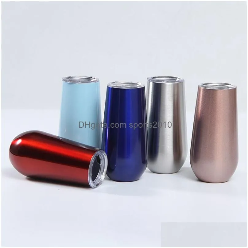 6oz egg shape cup double walled stainless steel drinking cups wine glass kids unbreakable insulated tumblers wine coffee mugs vtky2254