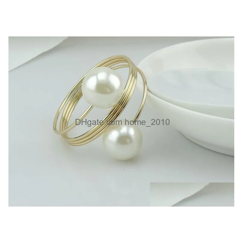 white pearls napkin ring wedding napkin rings napkin buckle for wedding reception party table decoration supplies customizable dbc