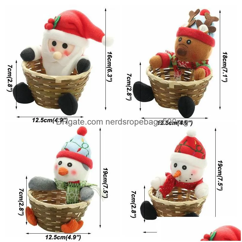 christmas candy rattan basket kids christmas decorations elk snowman santa claus fruit basket food holder lovely home decor vt1841