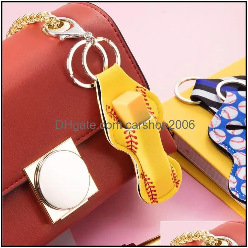 neoprene chapstick holder keychain party favor portable lipstick pouch