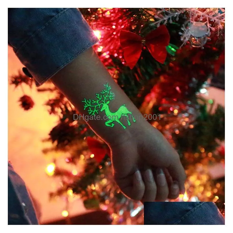 christmas glow temporary tattoo sticker elk snowman waterproof luminous sticker glowing in the dark sticker party decoration dbc