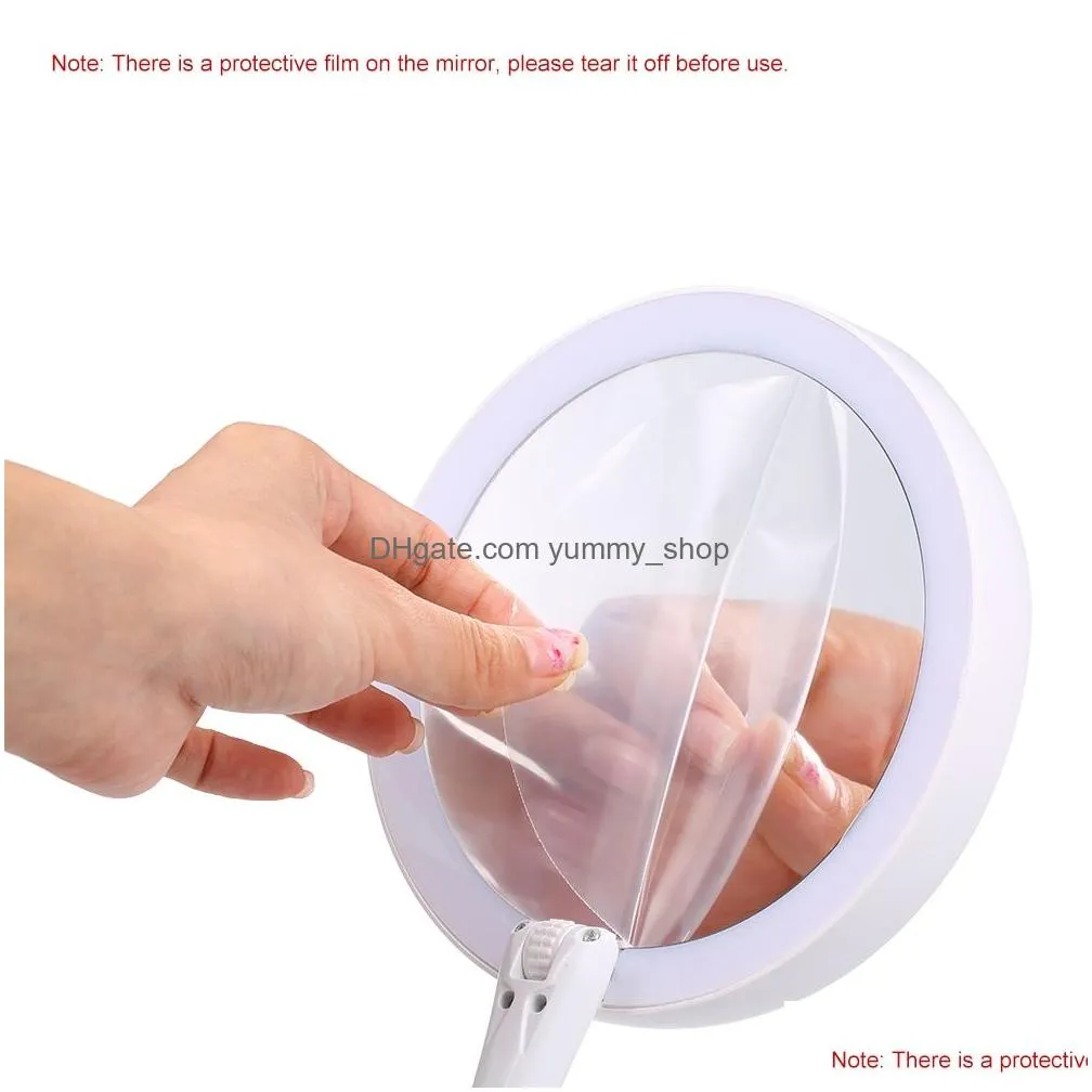 portable led lighted makeup mirror vanity compact make up pocket mirrors vanity cosmetic mirror 10x magnifying glasses vt0005