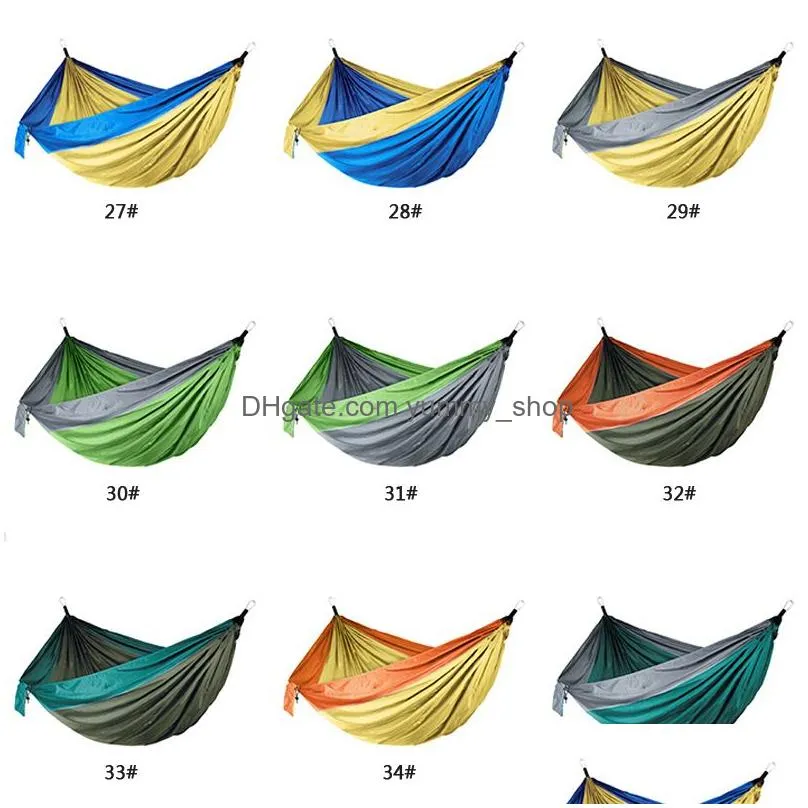 12 color outdoor parachute cloth hammock foldable field camping swing hanging bed nylon hammock with rope carabiners dbc dh13381