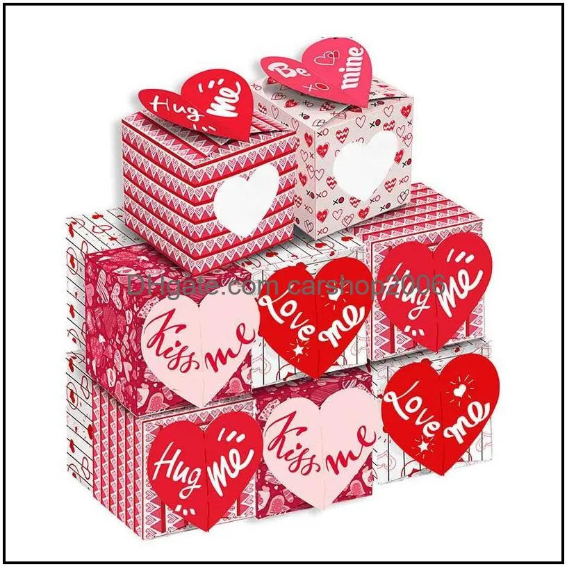 12pcs /set party supplies valentines day hug kiss me pink cookie gift box threedimensional cartoon couple gifts