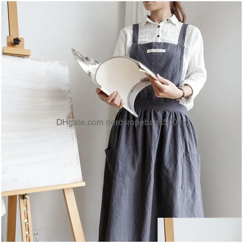 kitchen apron cotton adult bib pleated skirt home kitchen canvas vest apron cafe supplies waist restaurant uniform vtky2385