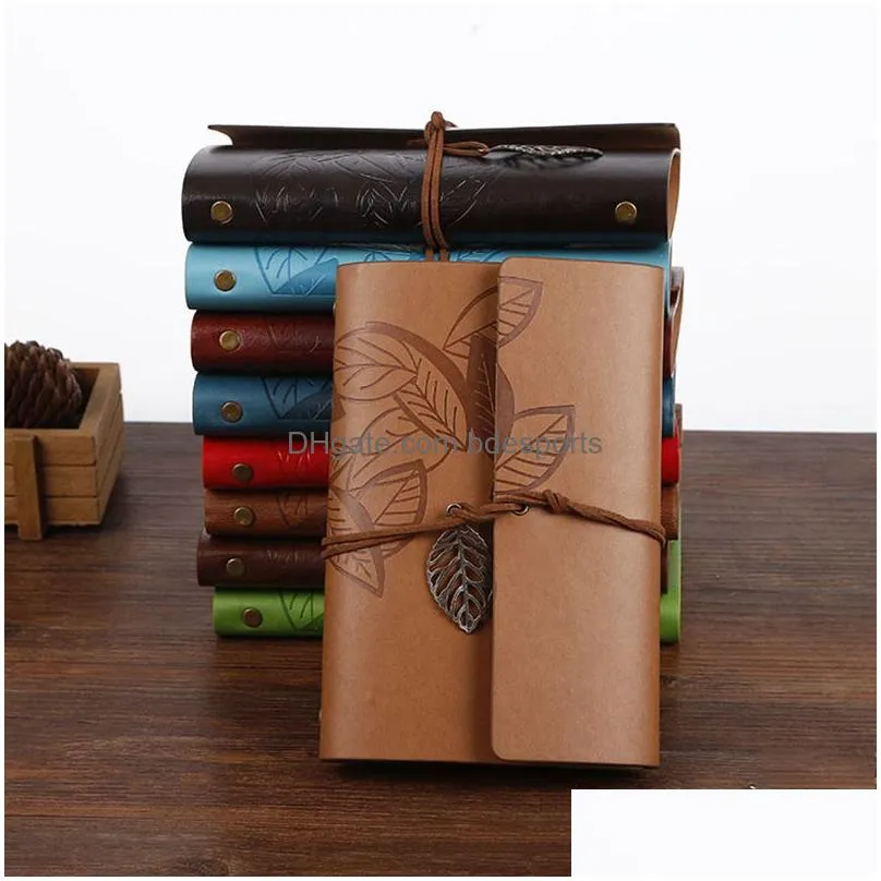 looseleaf notebook creative color bandage multicolor imitation leather material retro leaf notepad school office supplies vt1295