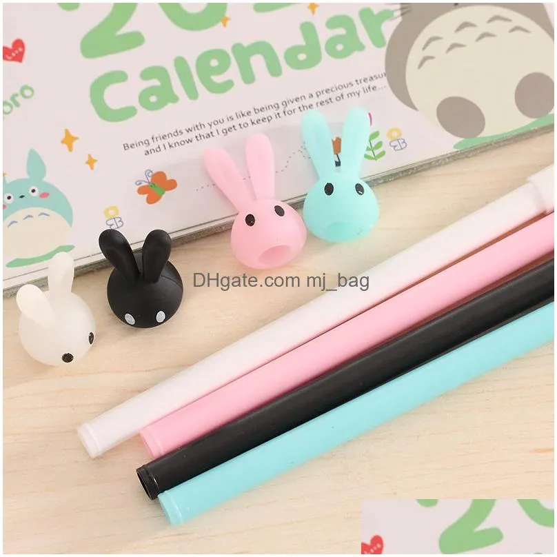 gel pens cartoon rabbit student cute gel ink writing pen black ink pen office school supplies student stationery 0.38mm pen point