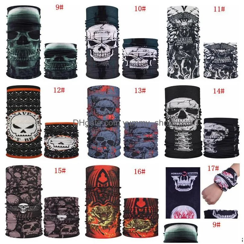 seamless multifunction magic skull scarf half face mask outdoor cycling turban riding mask neck warmer scarf halloween costume dbc