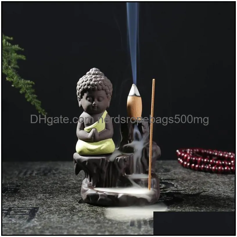 handmade ceramic lotus backflow buddhist incense ceramic backflow incense burner holder censer aromatherapy smoke backflow stick
