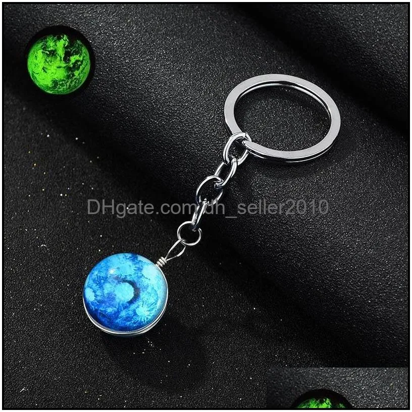 luminous keychain crafts universe glass ball cabochon keychains car bag keyrings creative keyrings jewelry gift